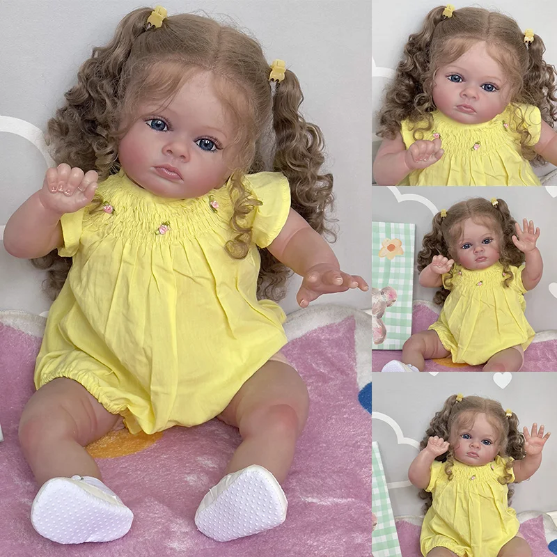 

24inch Tutti Reborn Toddler Girl Doll High Quality Already Finished Painted Handmade Doll Freckled Skin Very Detailed 3D Skin