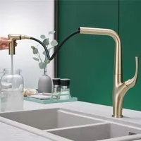Brushed Gold Pull Out Kitchen Faucet Water Filter Tap Brass Crane For Kitchen  Black  Sink Faucet Mixer Gray  Kitchen Faucet