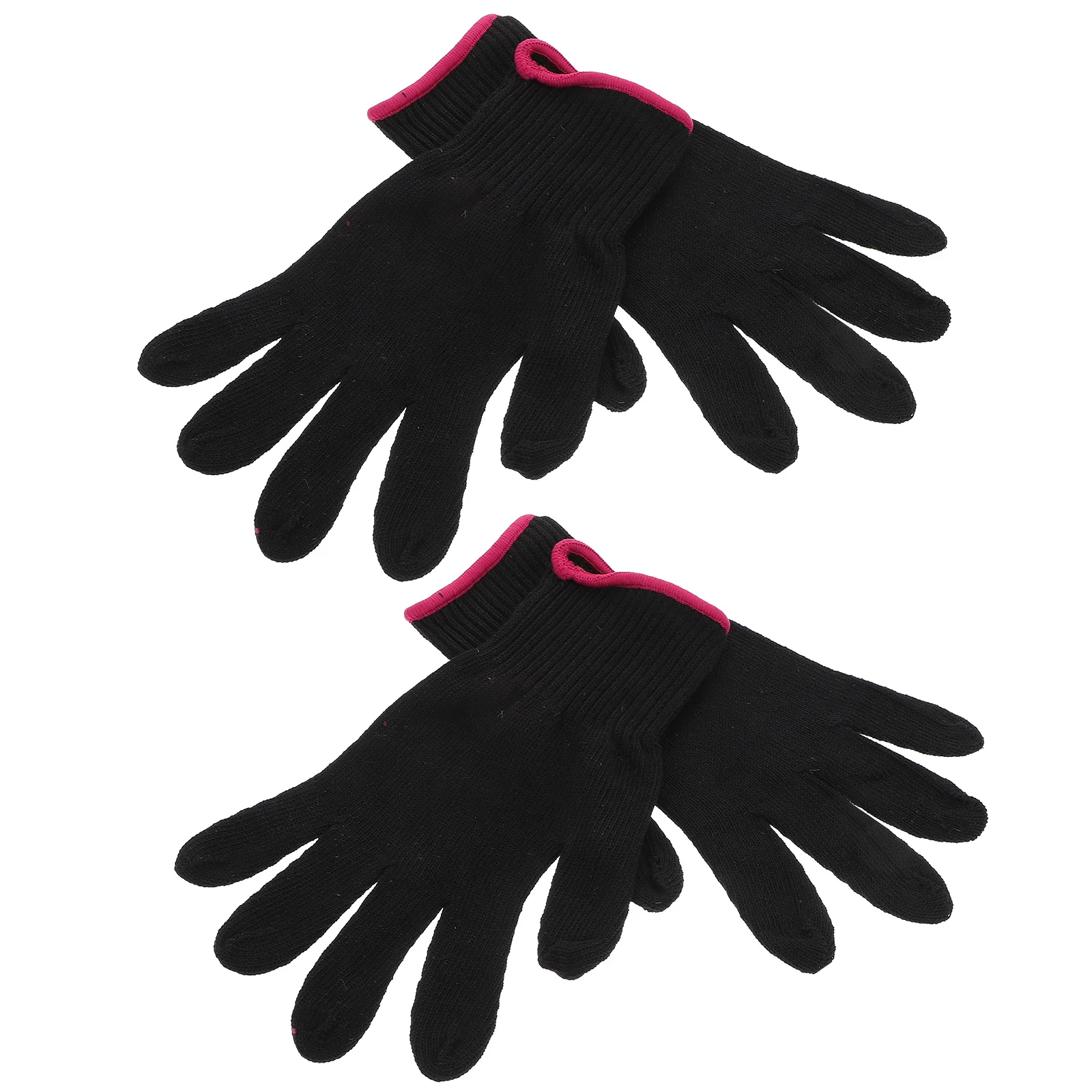 1 Set of 4Pcs Heat Resistant Gloves Silicone Bumps Heat Proof Glove Mitts For Hair Styling Curling Iron (Black Red No Silicone)