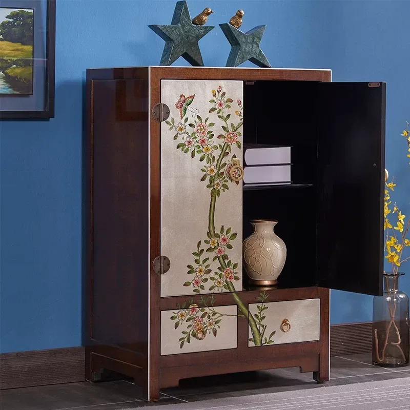 New Chinese Style Painted Chest Cabinet Modern Simple American Country Solid Wood Bedroom Storage Locker Half Height Side