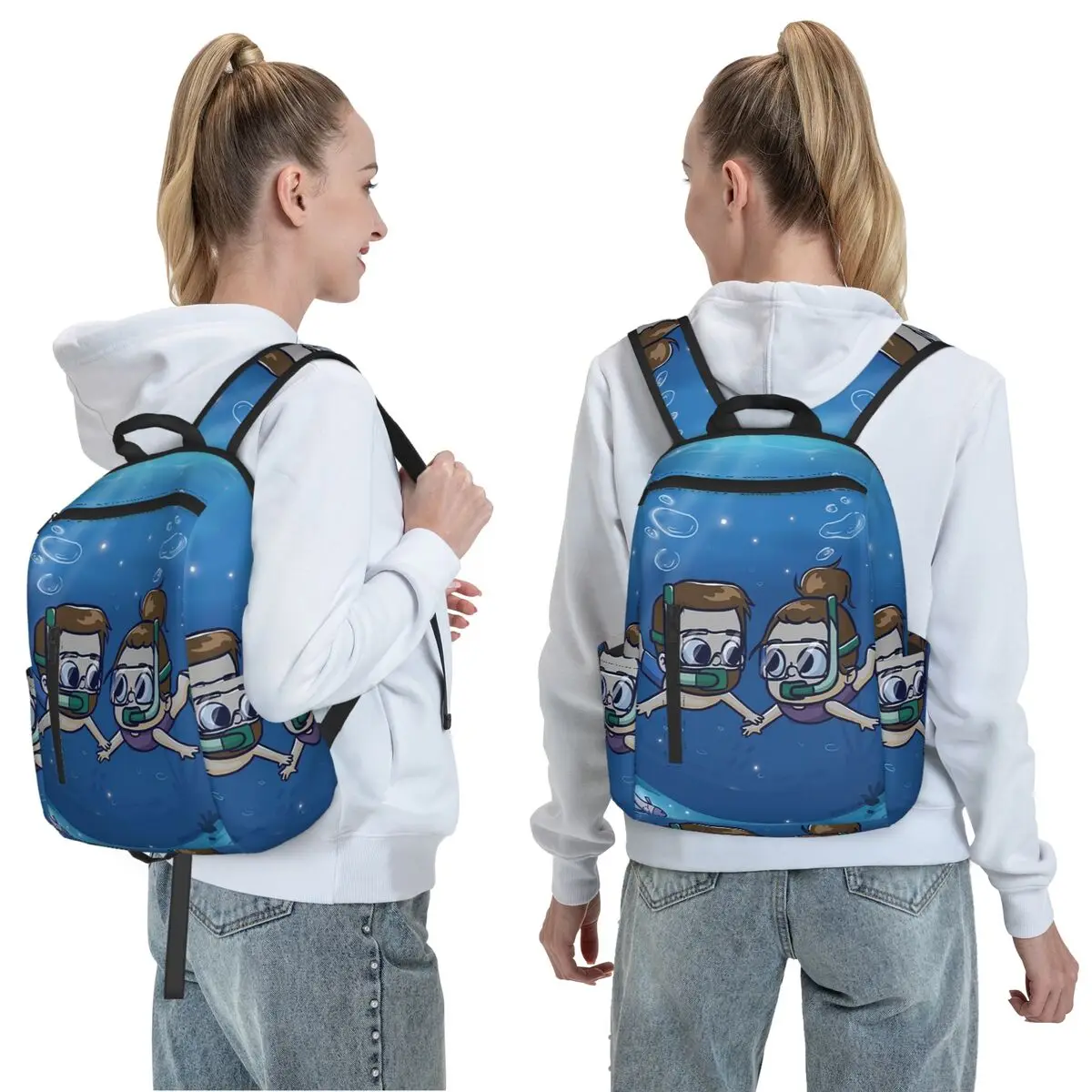 Under Water Couple - Pibubear Backpack Daypack Large Capacity Kids BookBag School Bag Shoulder Bags for Men Women