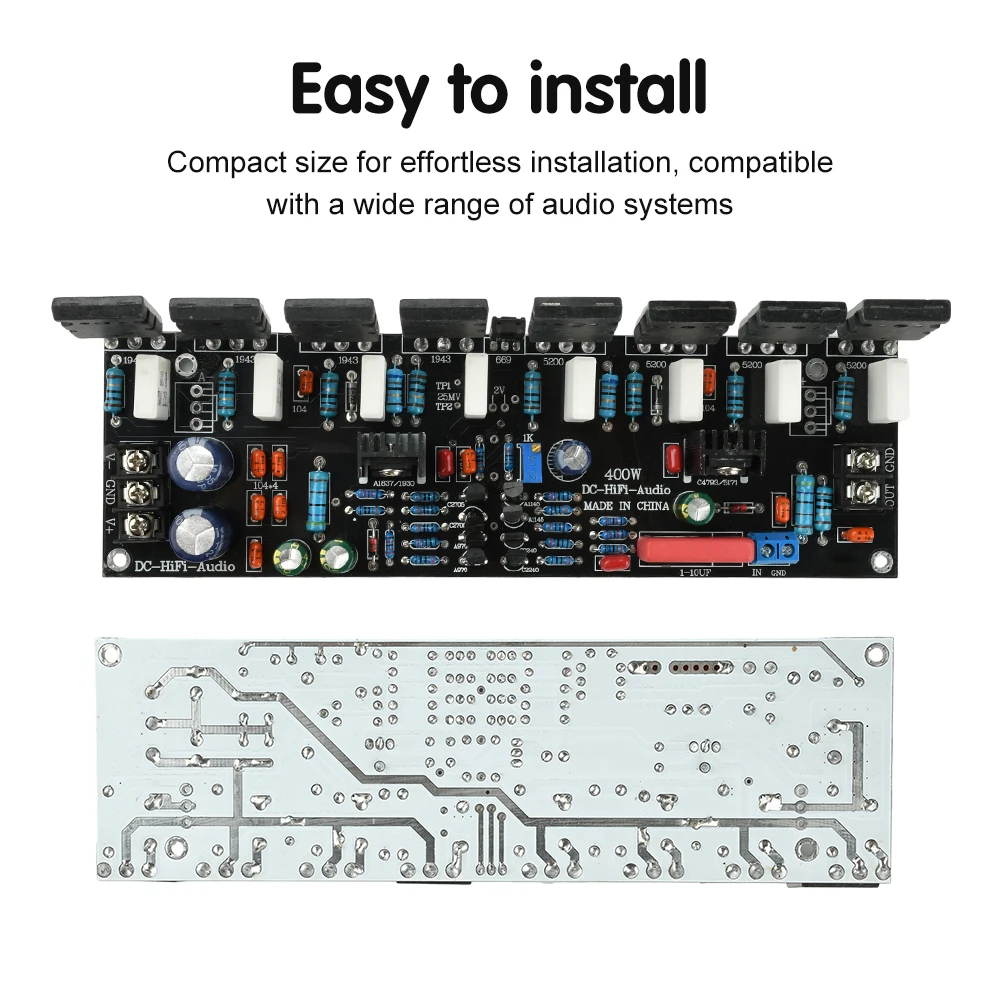 400W Audio Amplifier Module DC 20V-90V Upgraded Single Channel Power Amplifier 1943+5200 High Power Audio Amplifier