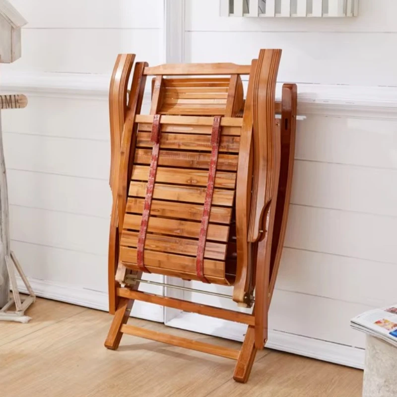 Bequemer Bambus-Loungesessel für Erwachsene, tragbarer Balkon-Liegestuhl, Schaukelstuhl für Nickerchen, zusammenklappbare Chaiselongue
