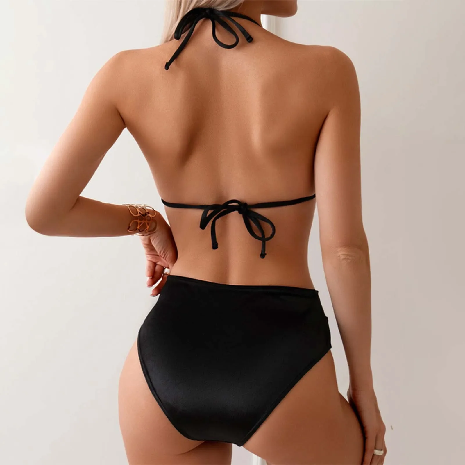 플래시 패치 워크 수영복 비치웨어 Bathers 여성 솔리드 컬러 섹시한 비키니 벨벳 레이스 업 비키니 푸시 업 수영복 여성