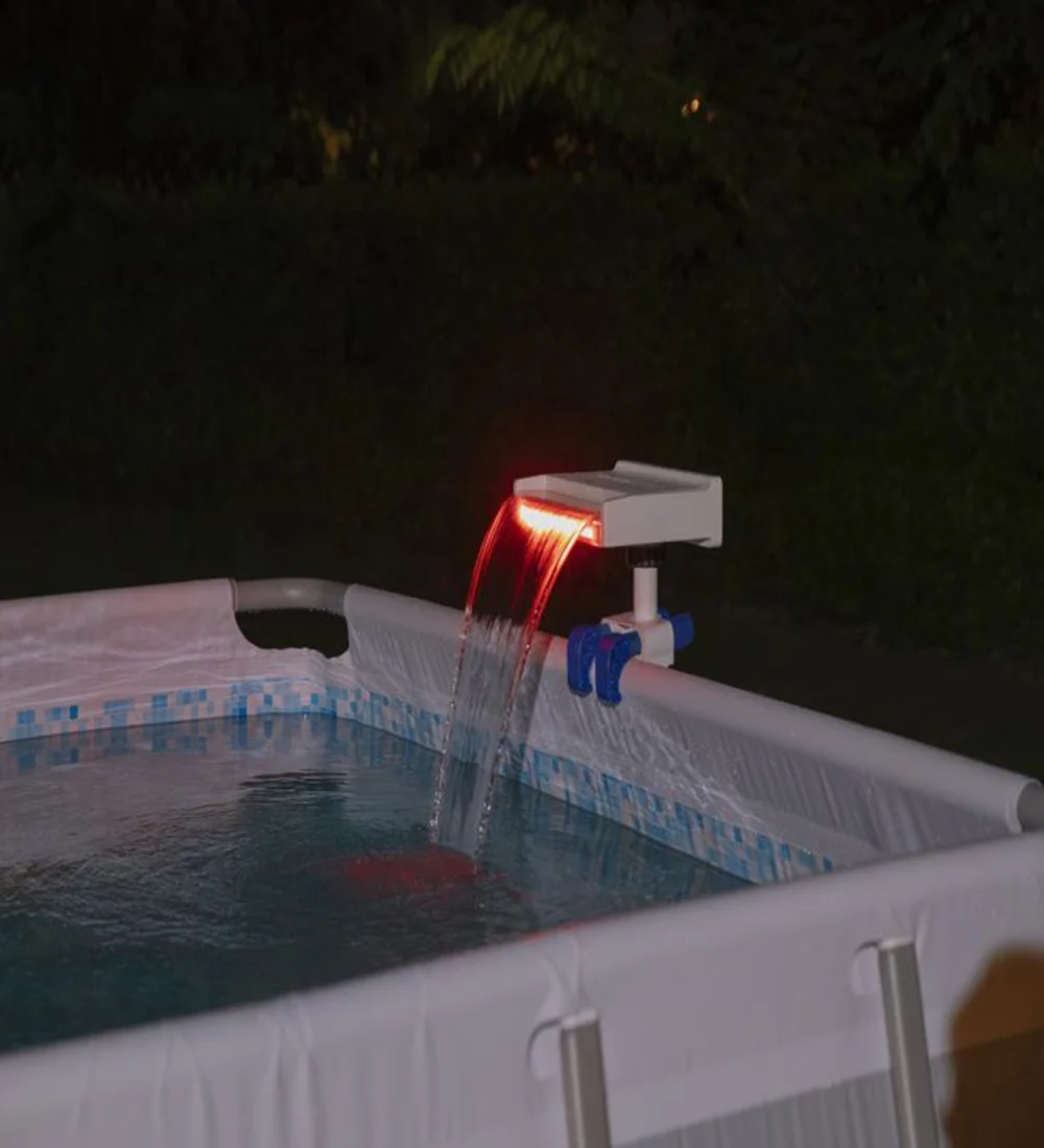 Soothing LED Waterfall Pump | Made for Above Ground Swimming Pools | Features 8 Different Color Modes