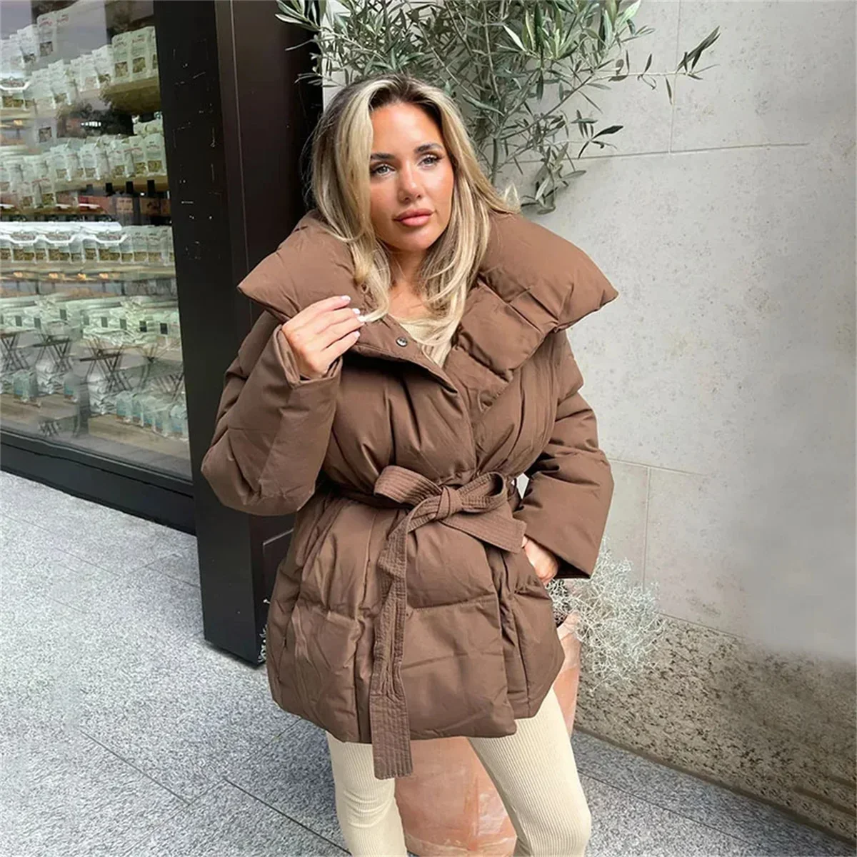 Winter Coat Women Stand Collar Elegant New Solid Puffer Jackets Female Ladies Streetwear