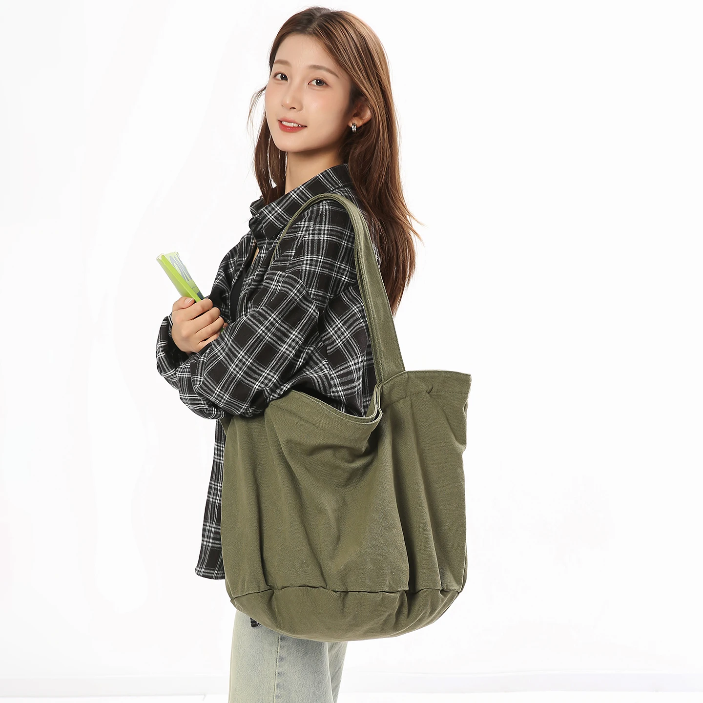 

Large Canvas Women's Bag Korean Eco Bag Shopping Shoulder Bag School Messenger Bag Y2K Handbag High Quality Tote Bag Classic