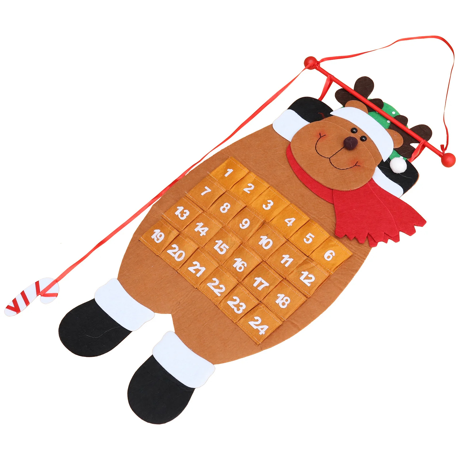 

Christmas Calendar Santa Advent Calendar Elk Hanging Ornaments Decoration for Home Office Party Rustic Holiday Countdown Decor