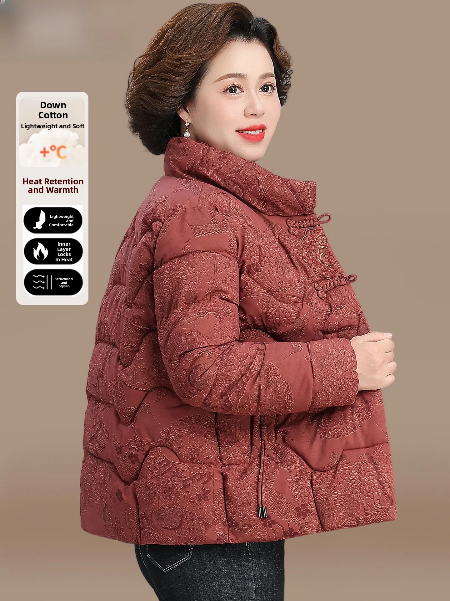 

Новая китайская зимняя куртка из хлопка для мам, модное свободное пальто для женщин среднего и старшего возраста.