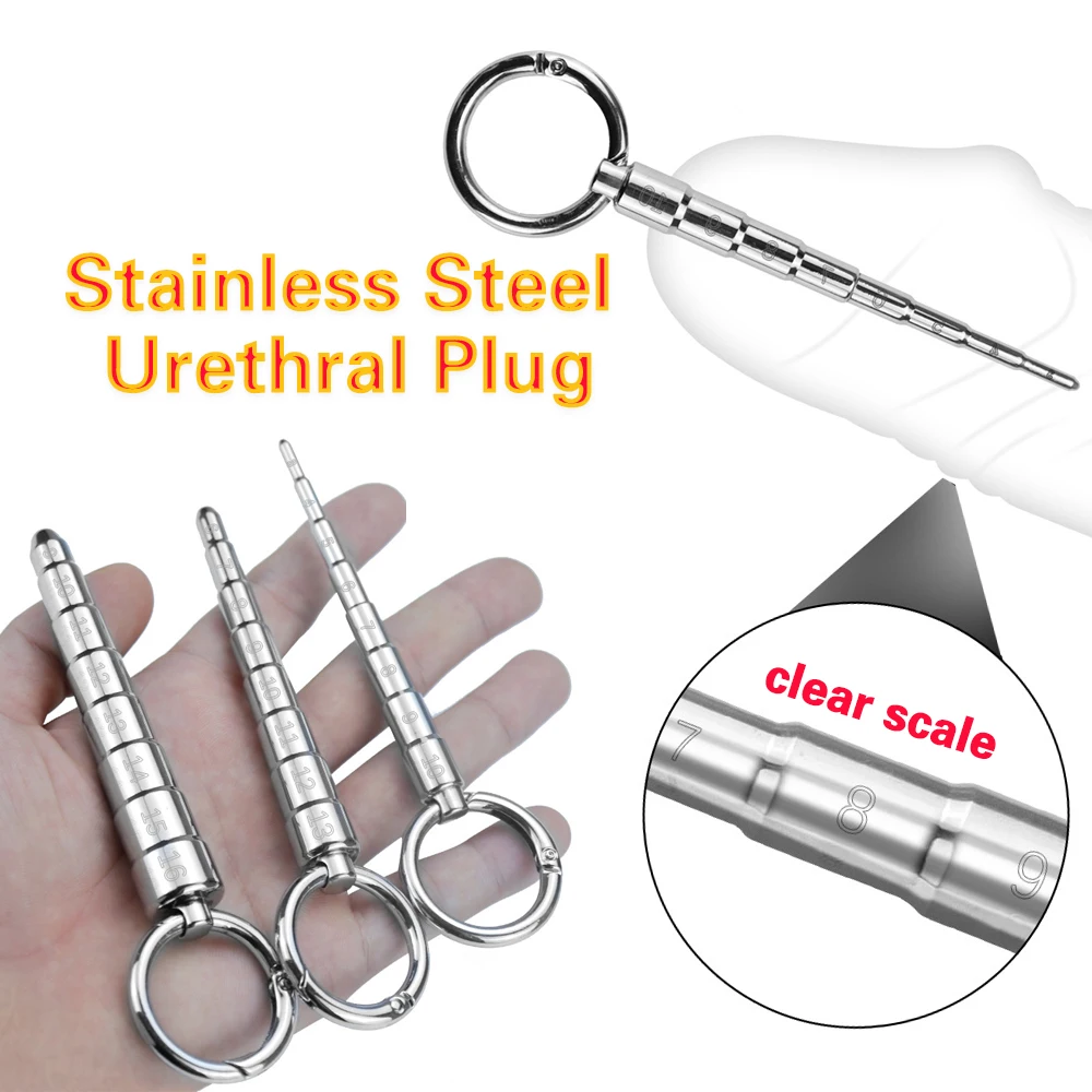 Progressive Stainless Steel Urethral Dilation Blocking Gradient Penis Plug Urethra Sounding Stimulator Mens Masturbator Toys