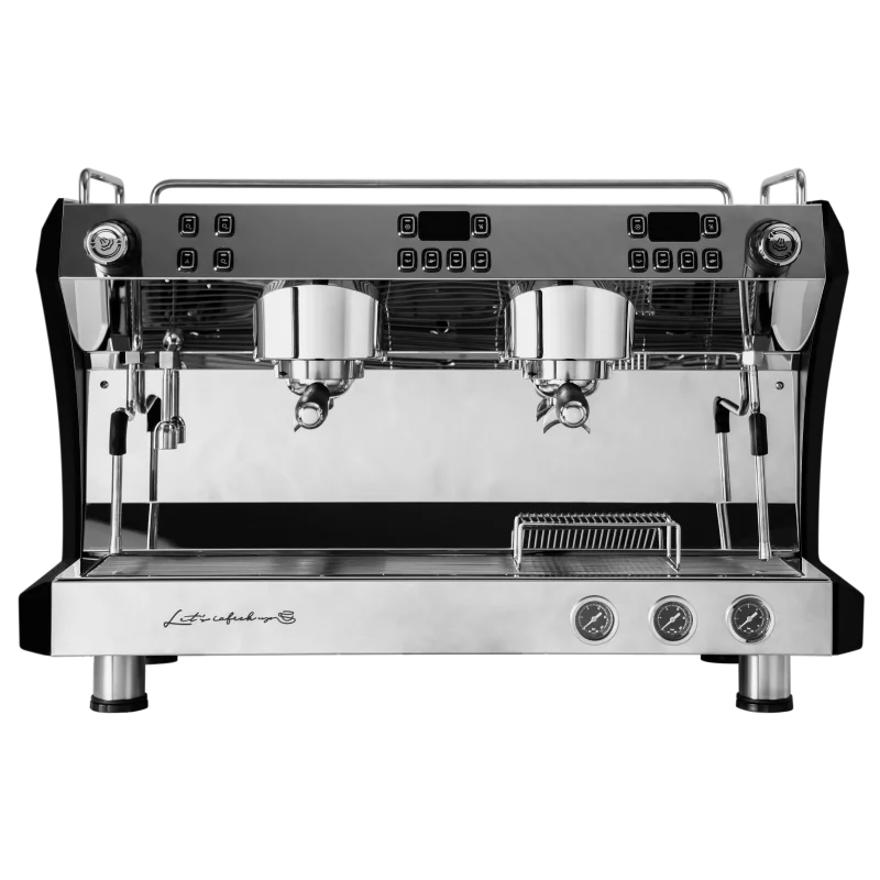 Gemilai G3120C Ink Black Professional Commercial Espresso Coffee Machine New 2-Group Programmable Electric Stainless Steel