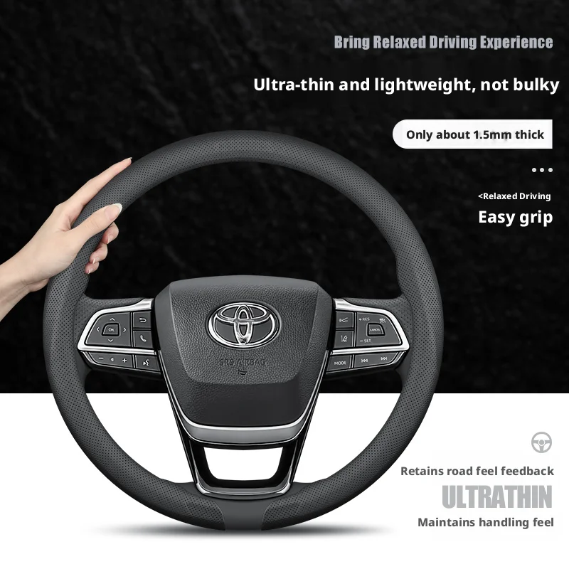for Toyota Camry RAV4 Highlander Fortuner Hilux Sienna Innova Nappa leather ultra-thin car steering wheel cover suitable