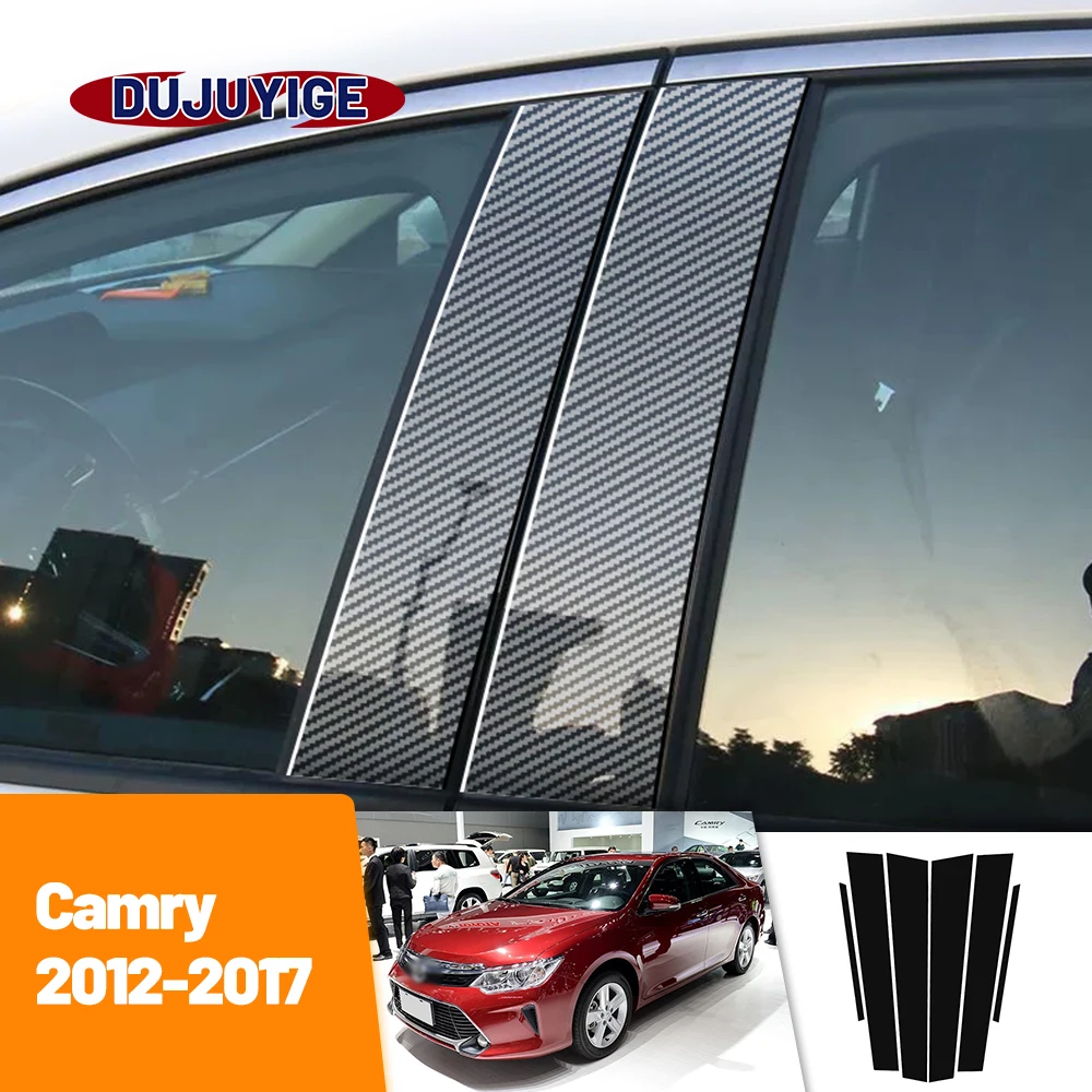 

For Toyota Camry XV50 2012-2017 2013 2014 2015 2016 Carbon Fiber Window Door Column Deal B C Pillar Post Cover Trim Sticker