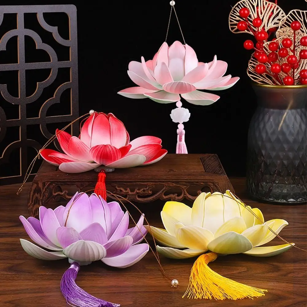 3D Middle Autumn Festival Lantern Paper Lotus Flower Mid Autumn Lotus Lantern Rabbit Luminous Ancient Style Handheld Lantern