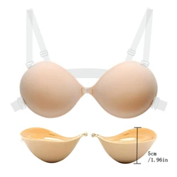 5CM Thick Women Invisible Bra Push up Backless Sticky Underwear Small Breast Lift Adhesive Wedding Lingerie with Transparent Str