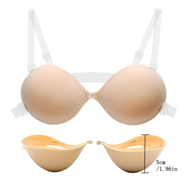 5CM gruby damski niewidoczny biustonosz Push up Backless lepka bielizna mała podnoszenie piersi samoprzylepna bielizna ślubna z przezroczystym paskiem