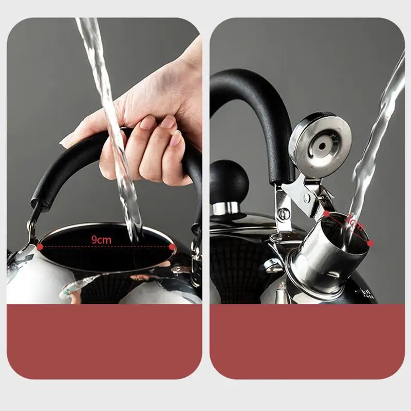 

Stainless Steel Kettle Stove Top Kettle 3L Whistling Boiling Water Teapot With Handle For Home Kitchen Induction Stovetops