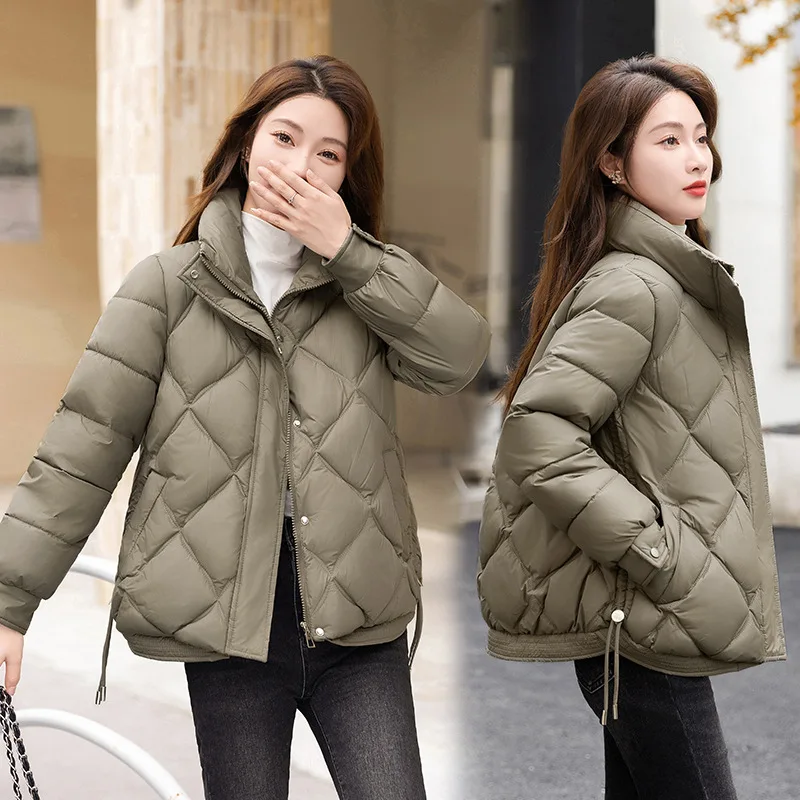 

2025 New Winter Women Jacket Parkas Down Cotton Padded Short Coat Female Fashion Loose Casual Standing Collar Parka Lady Outwear