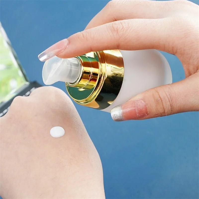 真空すりガラスボトル空の詰め替え容器 30 ミリリットルメイクアップ化粧品フェイスクリームローションジャーペースト軟膏ポンプトラベルボトル