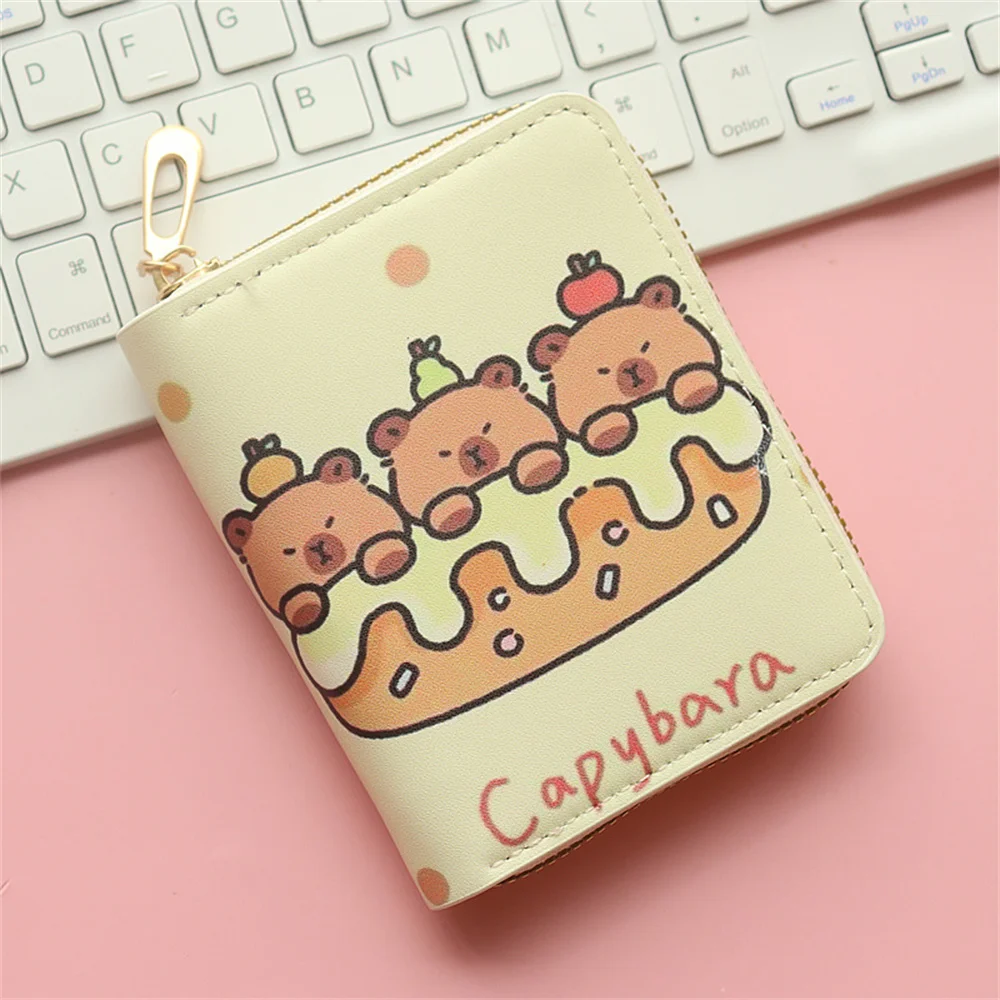 Nowa portmonetka na monety Cute Cartoon Capybara Money Coin Purse PU Leather Zipper Credit Card Holoder INS Style Card Wallets for Girls Students Gift