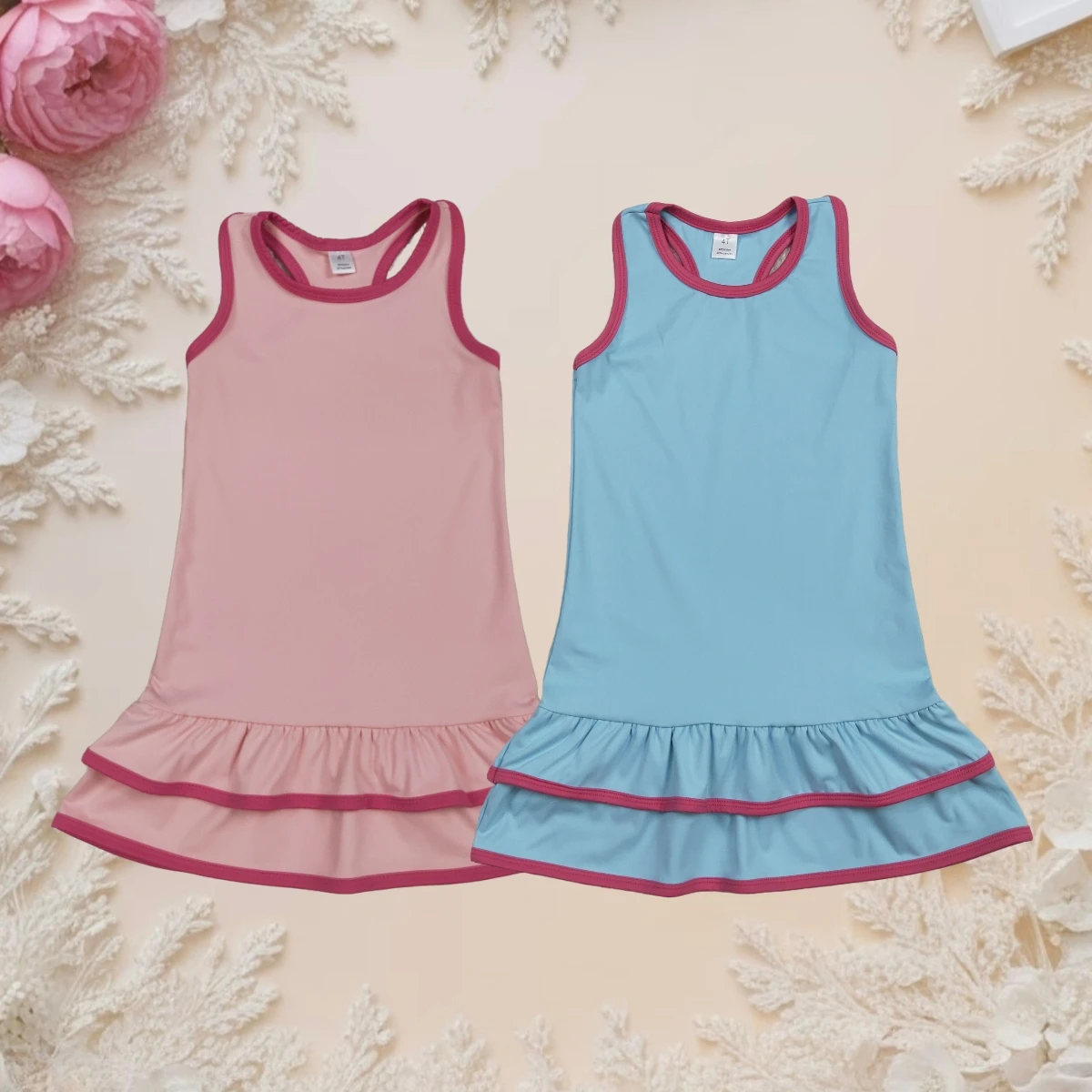 

Summer Breathable Sleeveless Baby Girl Dress Toddler Knee Length Yoga Active Wear Dress Kids Clothes Sibling Children's Clothing
