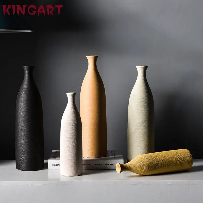 

Classic bottle Solid color vases simple natural vaso ceramic pot elegant home office entrance decoration gifts for wife mother