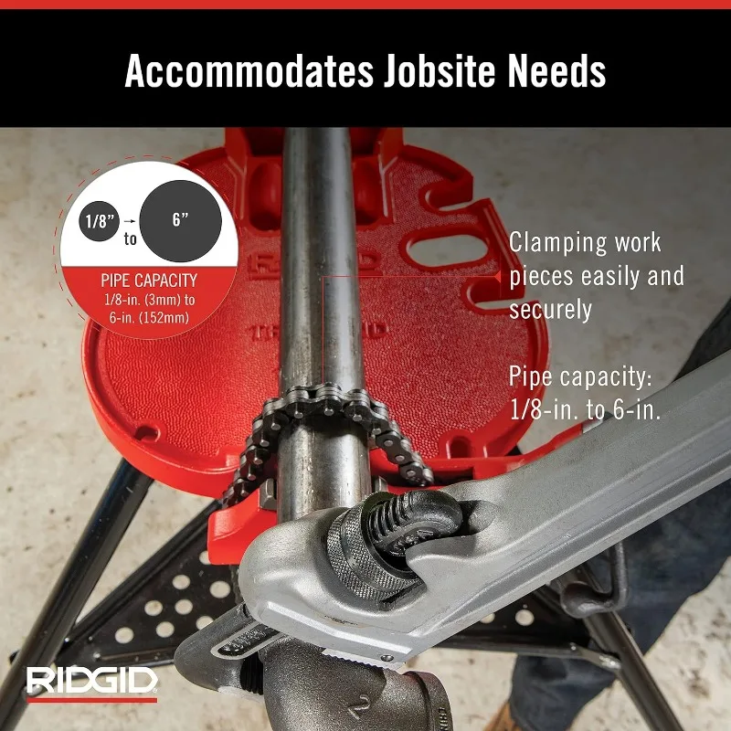 Imagem -03 - Ridgid Portable Trigger Chain Vise Vermelho e Preto 18 Pipe 36273 460-6