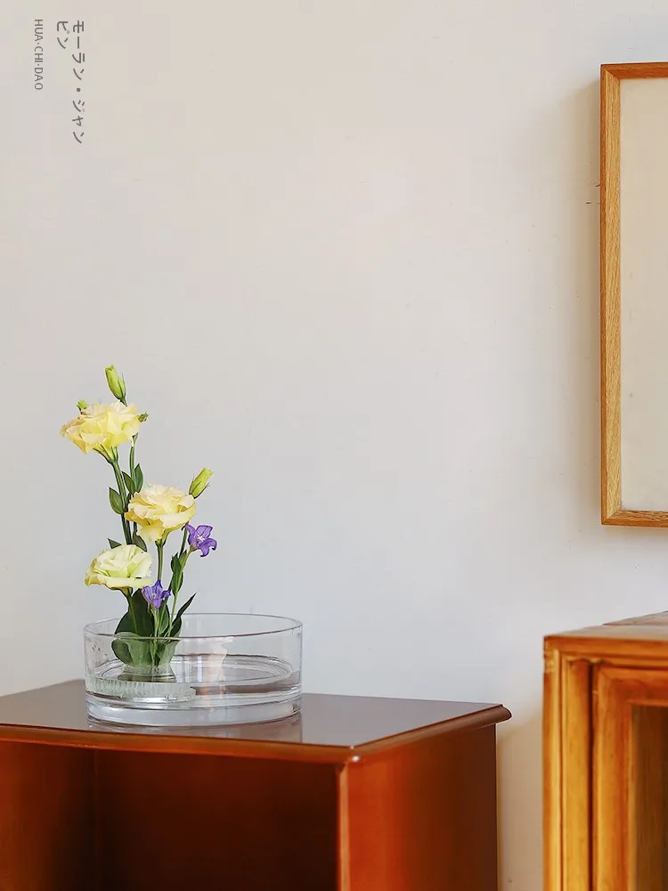 

Прозрачная стеклянная ваза для цветов, круглые цветочные горшки большого диаметра для цветов, для гостиной, настольные, художественные цветочные вазы