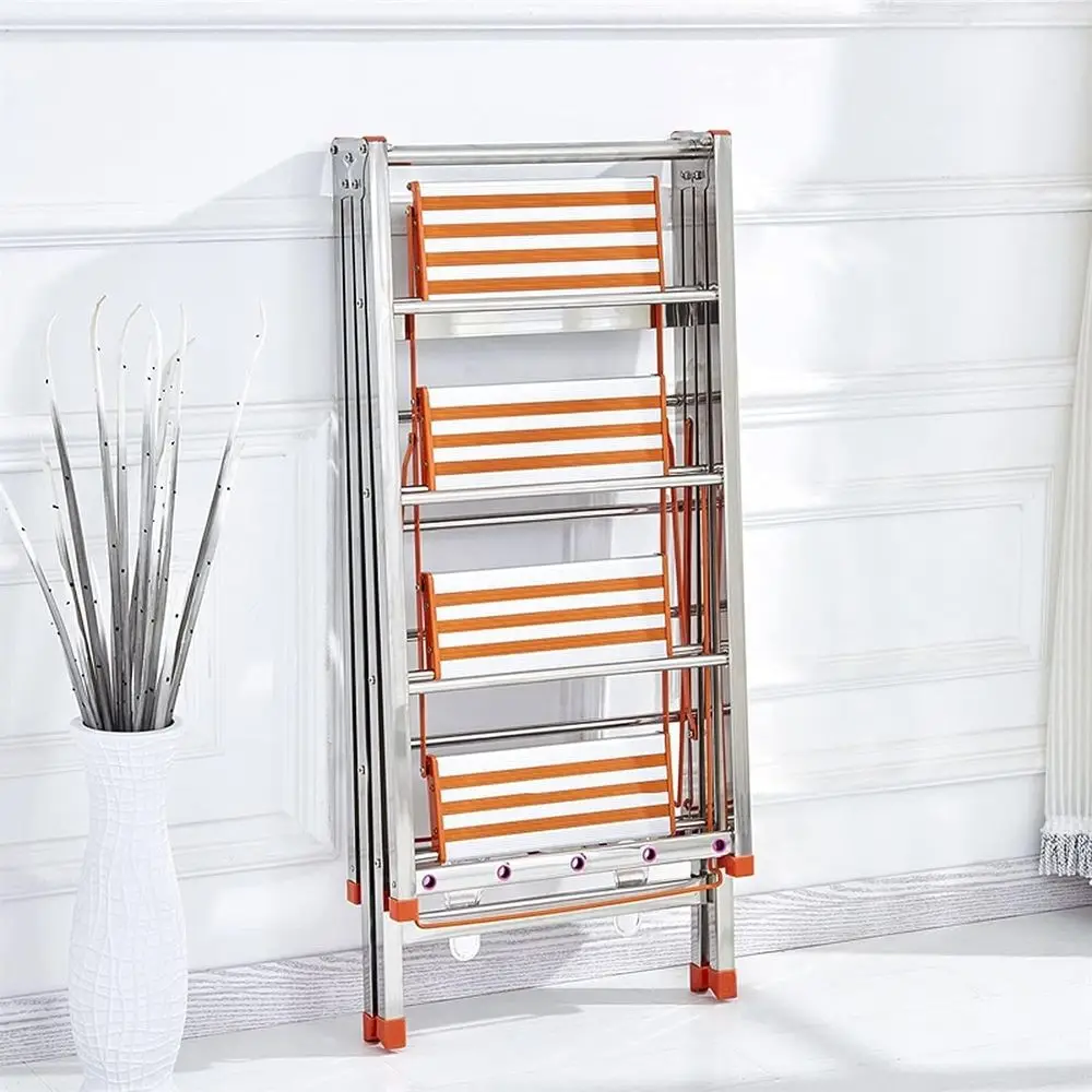 Folding Stainless Steel Ladder Drying Rack - Dual-Purpose Indoor/Outdoor Portable Clothes Dryer
