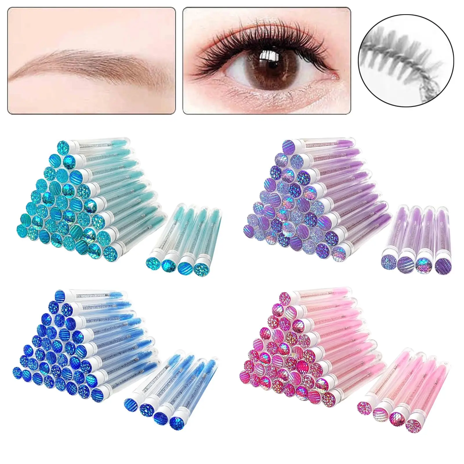 40Pcs Disposable Mascara Brush Dustproof Portable Mascara Wand Tube Set Eyebrow Brush Lash Spoolies for Women Salon Adults Home