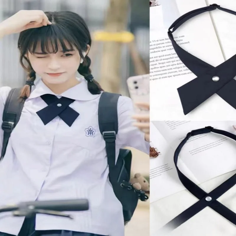 Cross Bow Tie Women Student Uniform Solid Adjustable Tie Shirt Girls Clothing Accessories Unsiex Ties