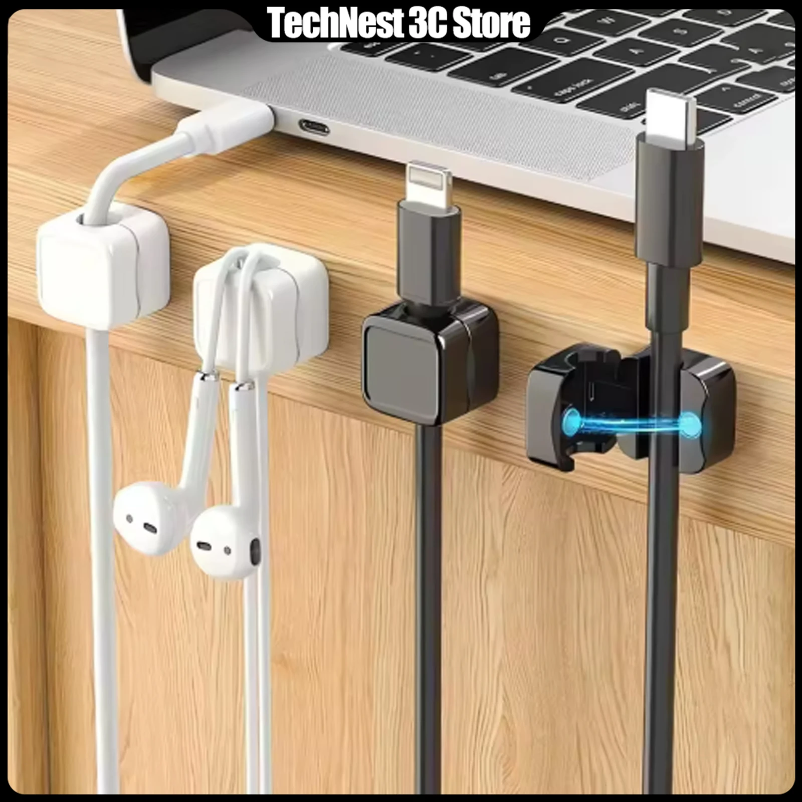 6/12 PCS Magnetic Cable Organizer Cable Management Wire Keeper Wall Data Cable Clips Winder Adjustable Cord Holder Under Desk
