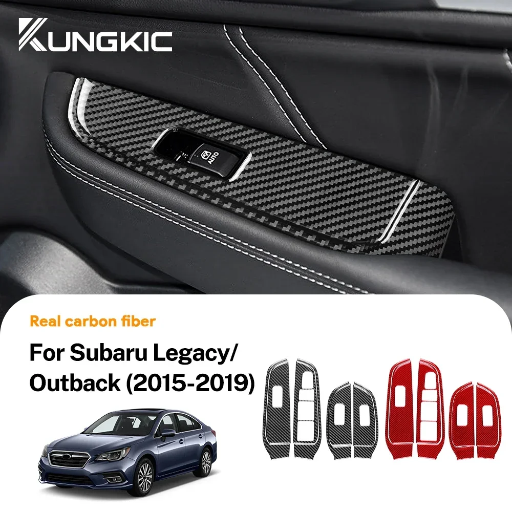 LHD RHD Car Door Window Panel for Subaru Legacy Outback 2015 2016 2017 2018 2019 Real Soft Carbon Fiber Sticker Accessories