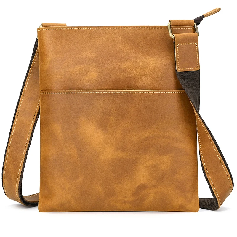 Vintage Fashion Men's Crossbody Bag Brown Leather Sling Bags Genuine Leather Men's Shoulder Bag For Phone Outdoor Small Bags Men