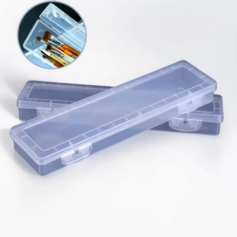 1Pc Transparent Brush Painting Pencils Storage Box Watercolor Pen Container Drawing Tools Bin Sturdy Plastic Stationery Storage