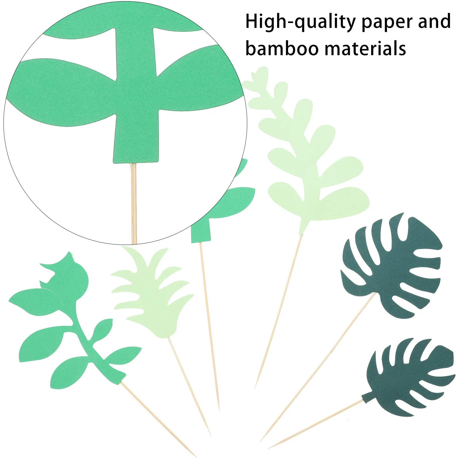 24 قطعة المكونات أوراق خضراء الاستوائية ورقة كعكة ديكور لحفل زفاف عيد ميلاد كعكة توبر كب كيك ديكور الخضرة إدراج