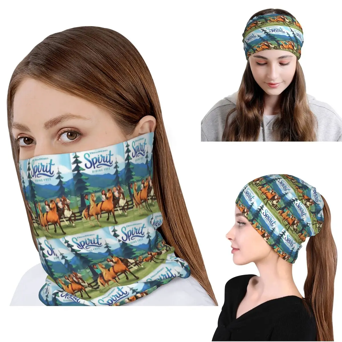 Spirit Riding Free Bandana Halstuch, Gesichtsschal, Mehrzweck-Kopfbedeckung, Mütze, Unisex, für Erwachsene, waschbar