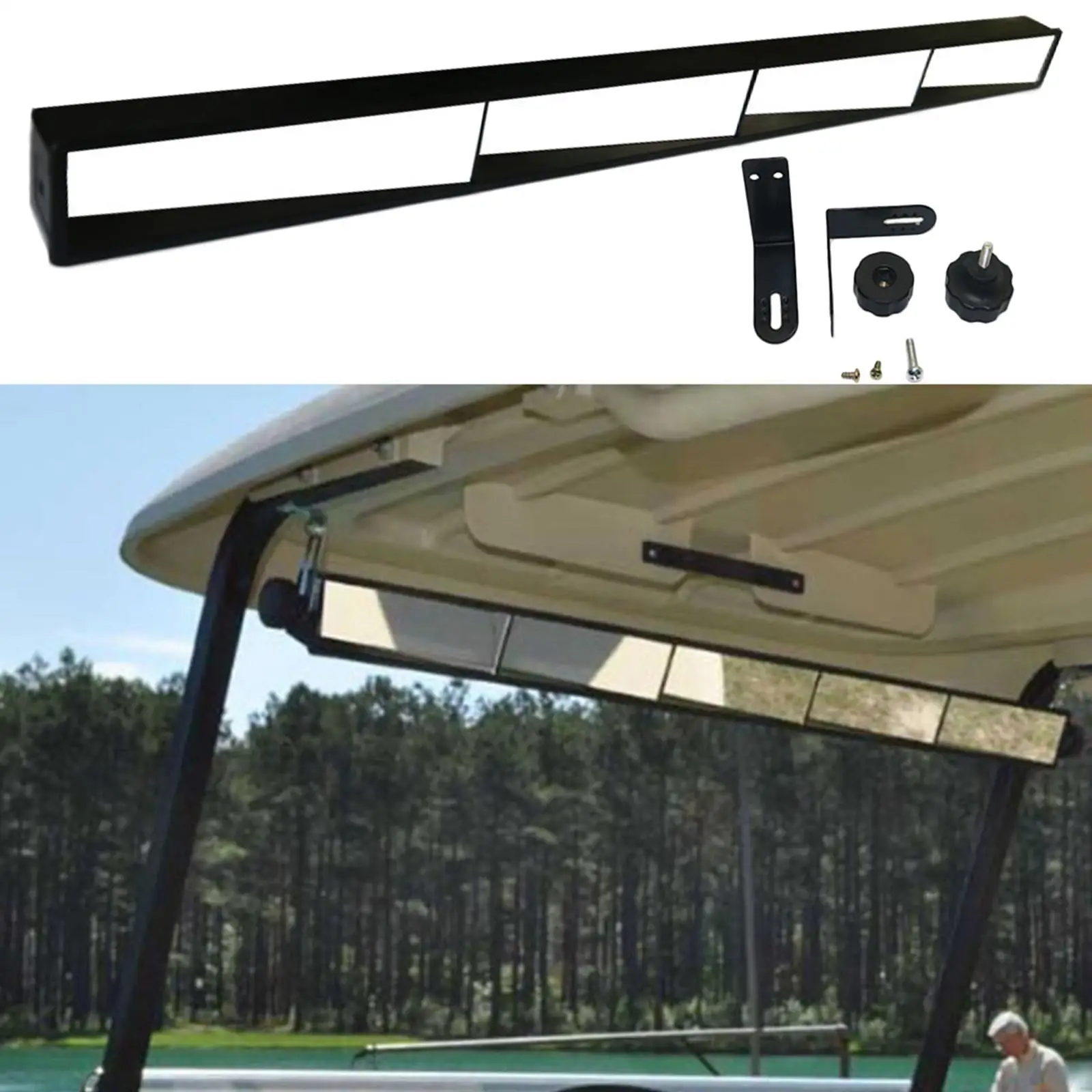 

Universal Folding Side Mirror Black ABS Glass Extra Wide Rear View Panel for Golf Cart Windshield Accessories
