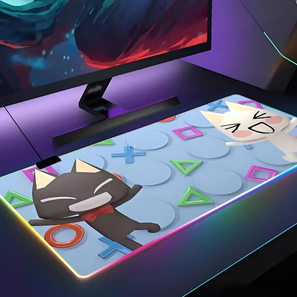 INS Cute Toro Inoue Cat Mouse Pad  Gamer RGB Deskmat Keyboard Mat Gaming Laptops LED Mousepad Desk Protector Anime Mause Mats