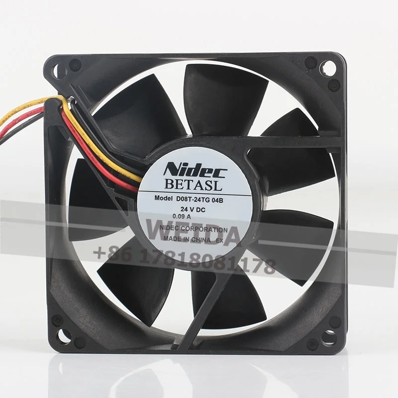 

Original Nidec D08T-24TG 04B 80X80X25MM 24V 0.09A 8CM 8025 Three-wire Variable Frequency Cooling Fan