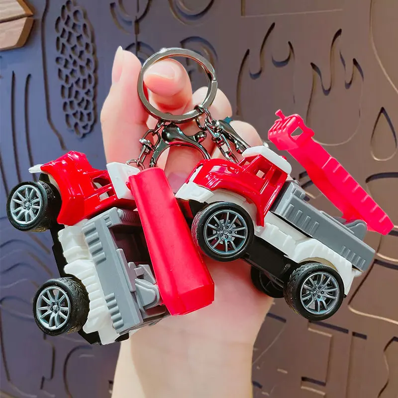 LLavero de modelo de motor de bomberos de ciudad de inercia de aleación, colgante, Mini camión de bomberos de simulación, coche extraíble, adorno de escritorio, regalo para niño