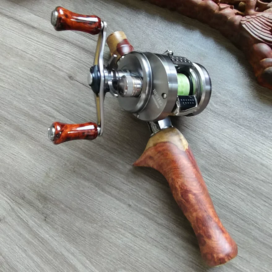 Handcrafted solid wood fishing reel with lightweight handle modification for artificial lure fishing wheel 2PCS Each Set