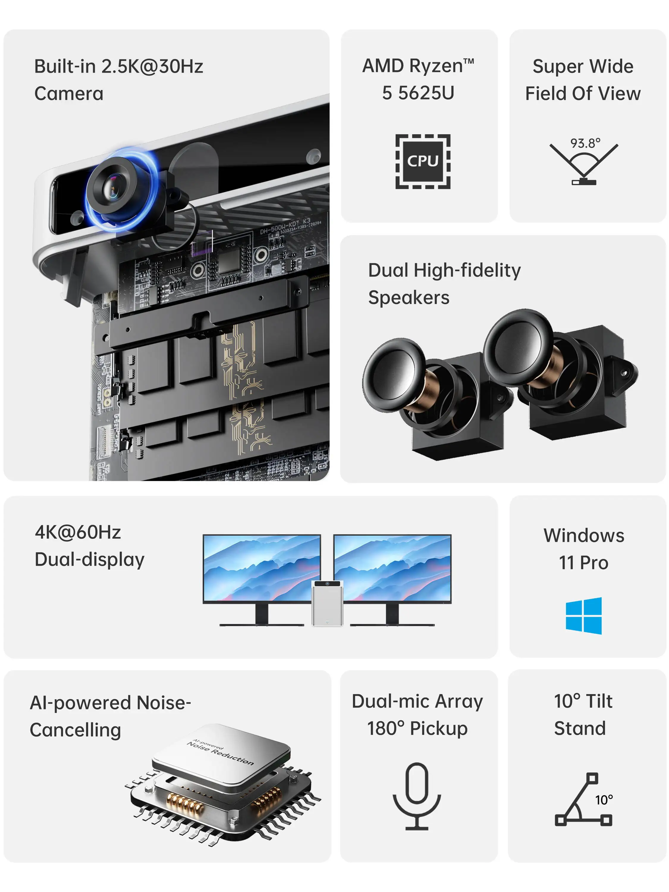 MinisForum Mars Series Mini PC MC560 Office Computer AMD Ryzen 5 5625U With QHD Camera Speaker DDR4 16GB 512GB SSD Windows 11 PC