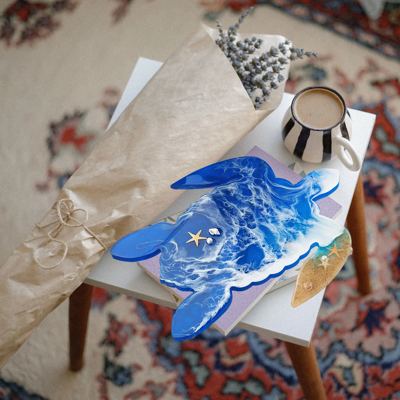 

Silicone Ocean Turtle Tray Mold DIY Jewelry Tray Casting Epoxy Resin Mold for Handmade Crafts Writing Board Silicone Molds