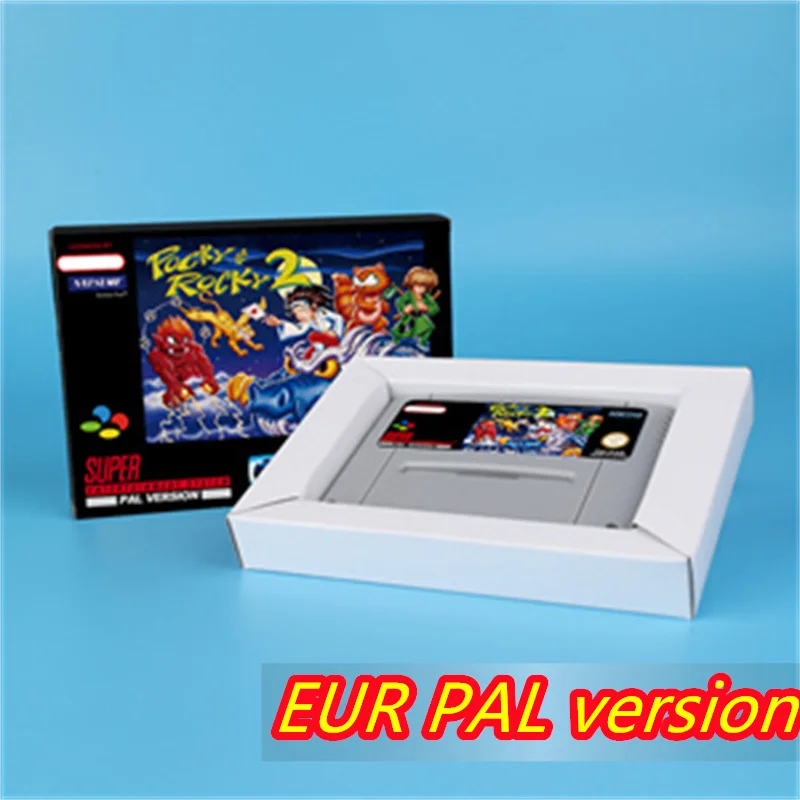 for Pocky & Rocky 2 16bit game card for EUR PAL version SNES video game console