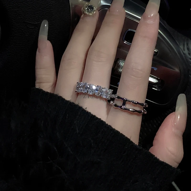 Япония и Корея, простое высококачественное универсальное кольцо с полным алмазным бамбуковым соединением, костяное открывающееся кольцо, двухслойная комбинация для укладки