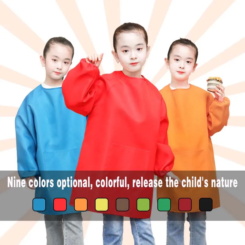 

Fashion Home School Kid Children's Day Gift Painting Art Waterproof Overalls Kindergarten Restaurant Anti-fouling Pockets Apron