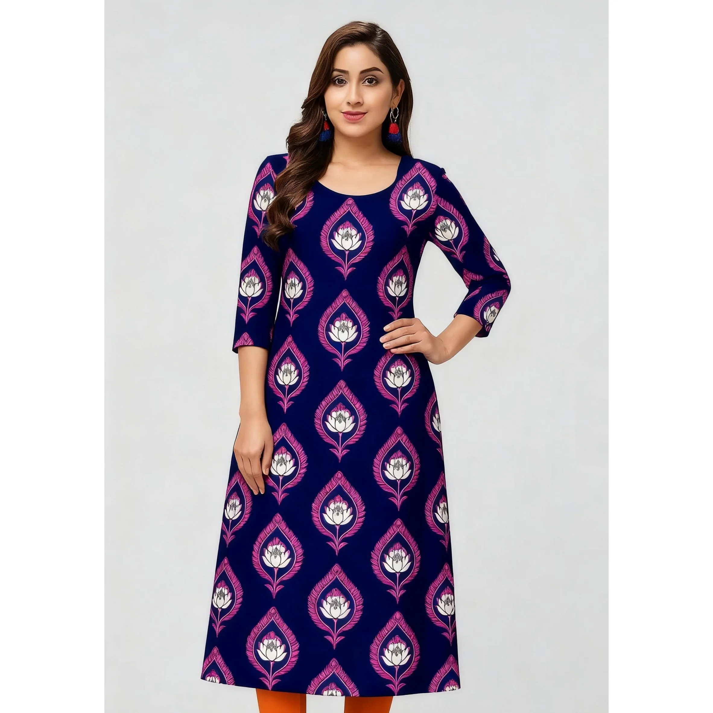 المرأة المسلمة عارضة عصرية مريحة أنبوب مستقيم عارضة العرقية الطاووس النمط الوطني Abito Donna Musulmana #4