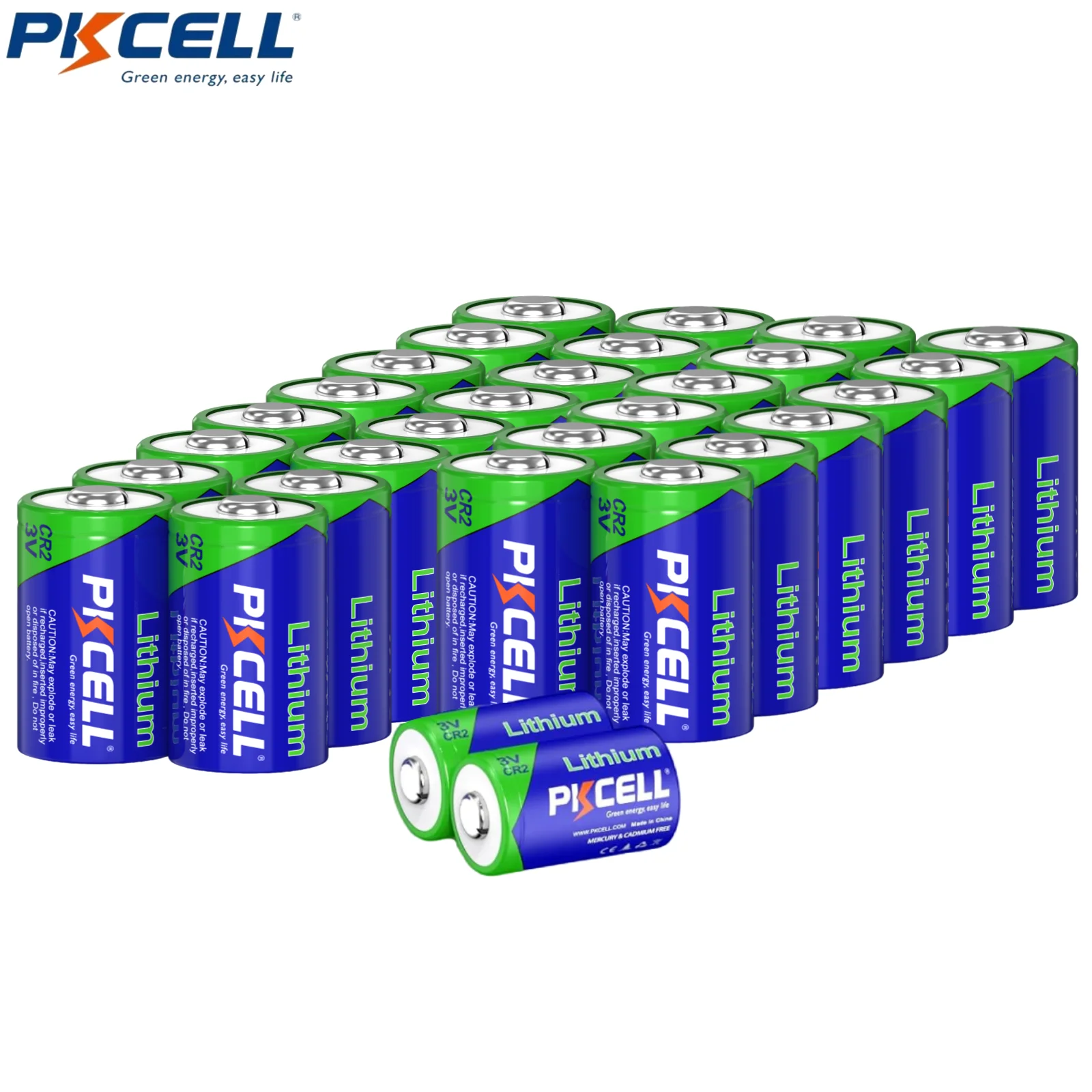 PKCELL 30PCS CR2 3v Batería de litio Pilas CR2 no recargables para linterna de telémetro de golf