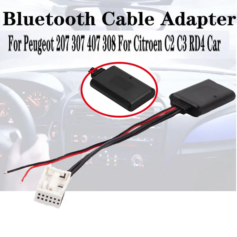 

12Pin Bluetooth-compatible Module Wireless Radio Stereo AUX-IN Aux Cable Adapter For Peugeot 207 307 407 308 For Citroen C2 RD4